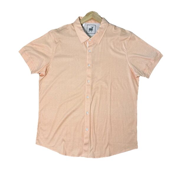 Raffi Casual Button Short Sleeve Down Shirt 100% Cotton Light Orange NWOT - Picture 14 of 14